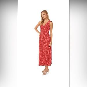 Evernew red floral slip dress NWT